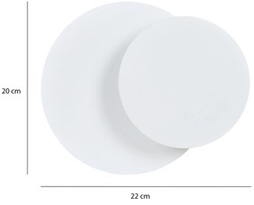 Applique 1 Luce A Disco Con Base In Acciaio Bianco