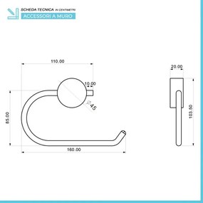 Set accessori a muro 6 pezzi in acciaio cromato e viti incluse Plaza