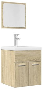 Set Mobili Da Bagno 2 Pz Rovere Sonoma İn Legno Multistrato /