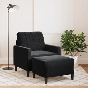 Poltrona Con Poggiapiedi Nero 60 Cm İn Velluto /