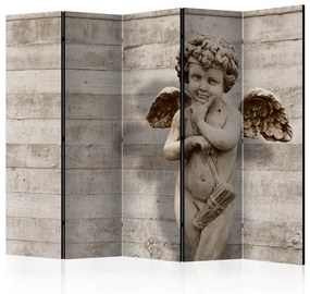 Paravento design Faccia angelica II (5 pezzi) - scultura di un ragazzo con le ali