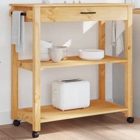 Carrello Da Cucina Monza 84x40x90 Cm İn Legno Massello Di Pino /