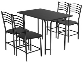 Costway Set tavolo da pranzo 5 pezzi con gambe in metallo, Tavolo rettangolare da cucina e sedie per 4 persone 107x70x75cm