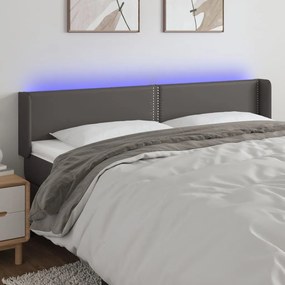 Testiera A Led Grigio 163x16x78/88 Cm İn Similpelle /
