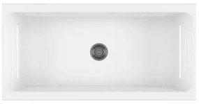 Lavabo a canale 120x45 cm dappoggio o sospeso in ceramica lucida