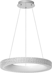 Lampadario LED neoclassico Chanel cromo Ø50cm, luce naturale 4200 lumen