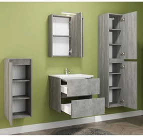Kamalu - Composizione bagno sospesa 60 cm effetto marmo cemento | LAC-AMFI-60
