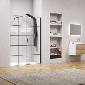 Porta doccia 171-174 cm telaio nero opaco vetro serigrafato | KAM-P5000 - KAMALU