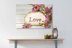 Stampa su tela – Con scritta su pietra Love