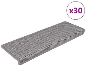 Tappeti Autoadesivi Scale Aspetto Sisal 30 Pz 65x21x4cm Argento /