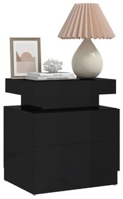 Comodino nero lucido 45x35x52 cm in legno multistrato