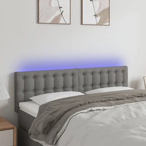 Testiera A Led Grigio Scuro 144x5x78/88 Cm İn Tessuto /