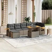 Set Divano da Giardino 8 pz con Cuscini Grigio in Polyrattan 3273629