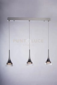Gioiello, lampada a sospensione 3 luci , cristallo trasparente, cro...
