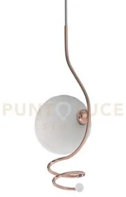Sospensione milu rame 1 luce con sferma bianco opaco senza base