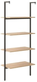 Scaffale pendente 4 livelli marrone chiaro e nero 64x35x152,5cm