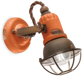 Applique Vintage Loft Ferro E Ceramica Arancio 1 Luce E14