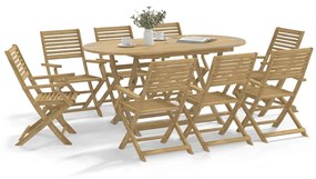 Set Da Pranzo Da Giardino 9 Pz Legno Massello Di Acacia /