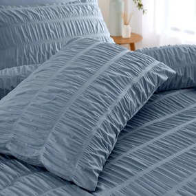Set copripiumino e federa blu in crêpe per letto matrimoniale e per letto esteso 230x220 cm Seersucker – Catherine Lansfield