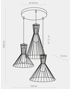 Lampadario a sospensione con filo SAHARA 3xE27/60W/230V
