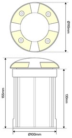 Faretto Carrabile 4 Direzioni MR16 IP67 Acciaio INOX 12/24V Nero