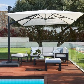 Ombrellone a palo laterale grigio Sonora NATERIAL L 282 x 391 cm con telo bianco