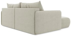 Divano angolare color crema allungabile/con contenitore (con penisola a sinistra) Nanea – Makamii