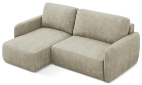 Divano angolare beige allungabile/con contenitore (con penisola a sinistra/con chaise lounge) con rivestimento in ciniglia Lilo – Makamii