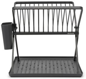 Scolapiatti grigio scuro in metallo a due livelli 37x33 cm - Brabantia