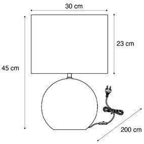 Lampada da tavolo Japandi nera con paralume in lino - Timo