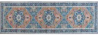 Tappeto passatoia blu e arancione poliestere 80 x 240 cm motivo geometrico orientale fondo antiscivolo corridoio moderno