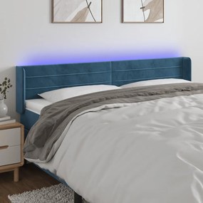 Testiera A Led Blu Scuro 203x16x78/88 Cm İn Velluto /