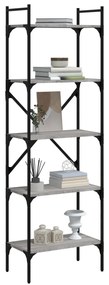 Libreria Grigio Sonoma 5 Ripiani 56x31,5x174 cm Multistrato