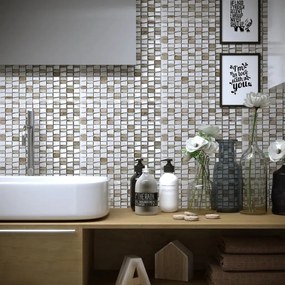 Mosaico pietra Vertical Freedom Ice bianco, 11 pezzi