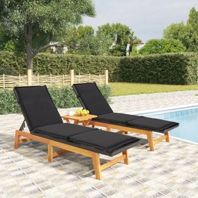 Sdraio Con Cuscini 2pz Polyrattan E Legno Massello Di Acacia /