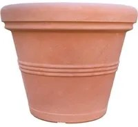 Vaso in Resina Doppio Bordo Liscio Color Terracotta Impruneta 45 cm Da Giardino