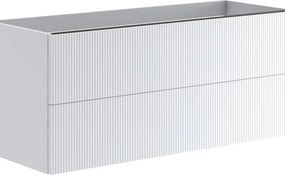 Mobile da bagno sospeso sotto lavabo Opera 2 cassetti ideale per doppia vasca L119.5 x H50 x P45.5cm bianco opaco
