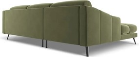 Divano angolare verde (con penisola a sinistra) con rivestimento in velluto Nalu – Makamii