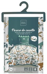 Set copripiumino e federa da bambini bianco/verde in cotone per letto singolo 140x200 cm Dina – douceur d'intérieur