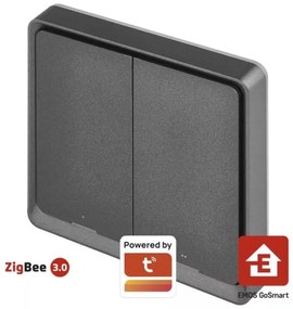 Interruttore 2 bottoni GoSmart 1xCR2430 Tuya nero