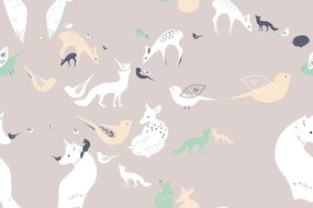 Carta da parati autoadesiva – Coesistenza degli animali del bosco