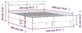 Giroletto con Testiera Neri 140x190 cm in Legno Multistrato