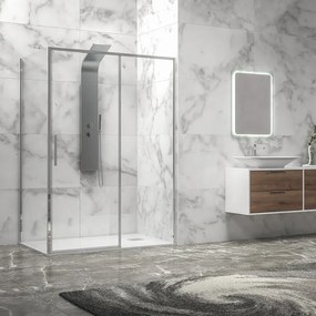 Kamalu - Box doccia 80x100 scorrevole e fisso vetro 6mm altezza 200h | KLA-4000C