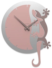 CalleaDesign Orologio da parete Geco arrampicante color rosa antico