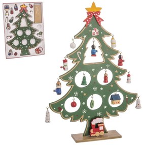 Decorazione Natalizia Multicolore Legno MDF Albero di Natale 26 cm