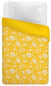 Trapuntino singolo fiori giallo double face