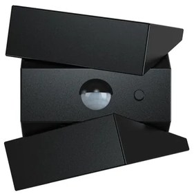 Lampada solare da parete a LED con sensore, 2,5 W / 3,7 V, IP65, 1200 mAh, nera