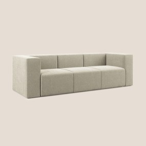 Nettuno divano lineare modulare a 3 sedute componibile in morbido tessuto bouclè T07 beige