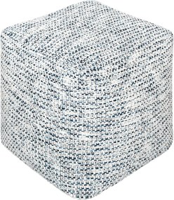 IVOR - pouf in lana avorio con decoro 40 x 40