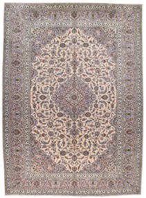 Kashan Tappeto 380x280 Beige (Iran) Annodato A Mano